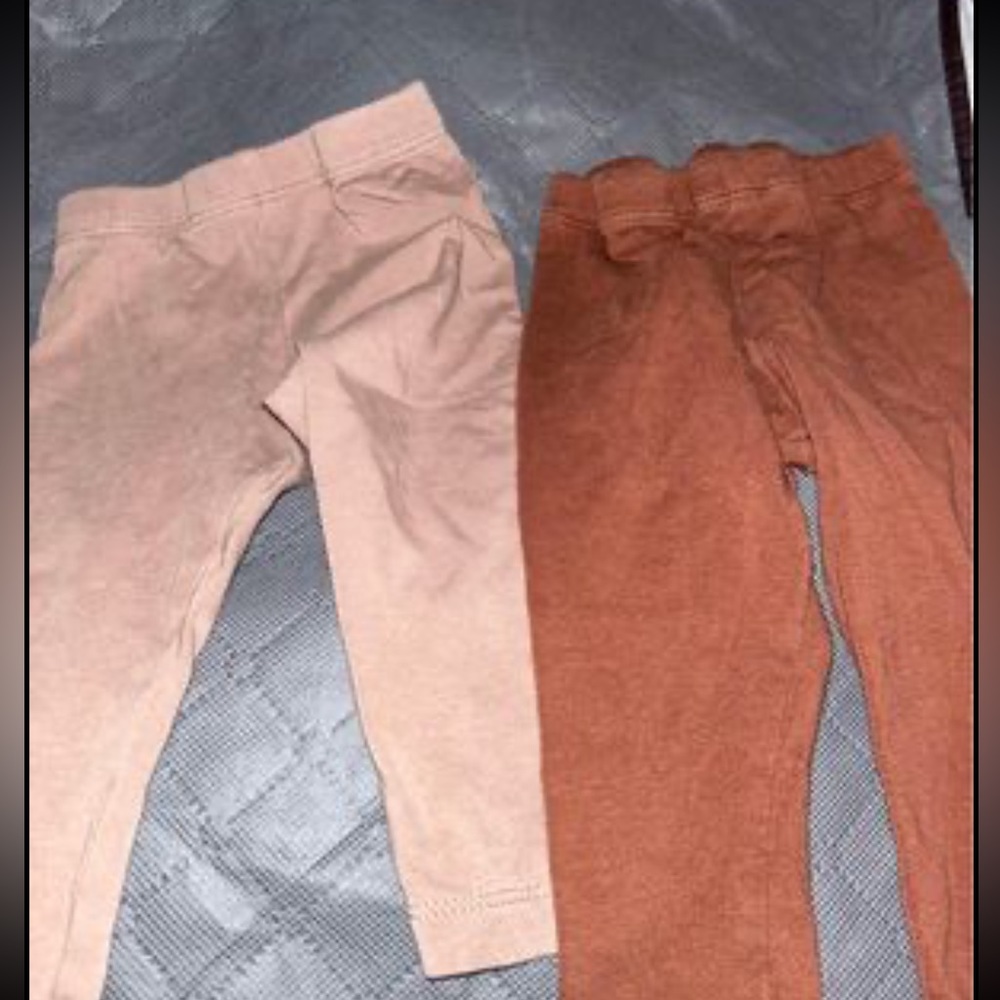 Colored Organics Baby Tan & Rust Leggings Pants Size 6 To 12 Months